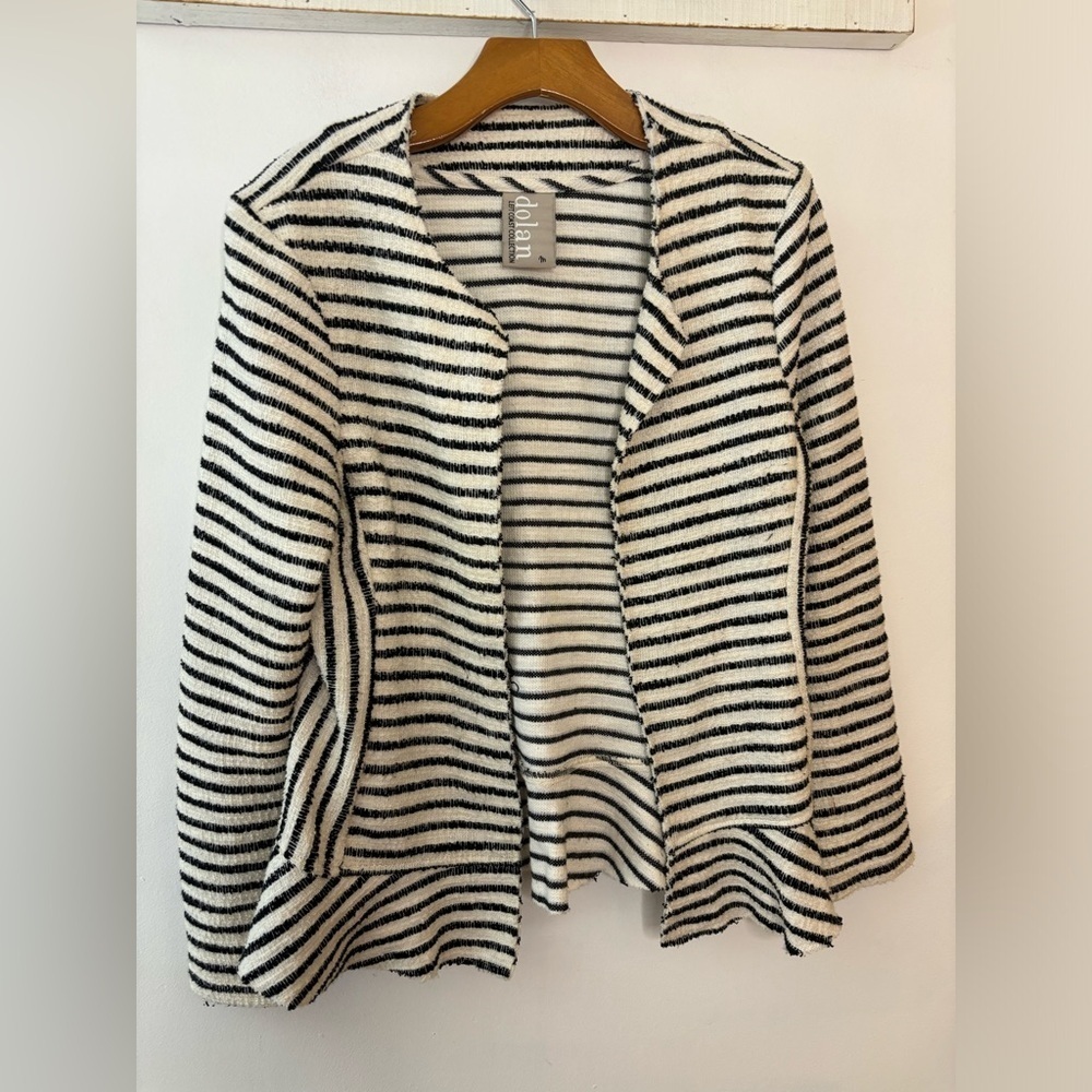 Anthropologie Dolan Striped Textured Open Front Peplum Blazer